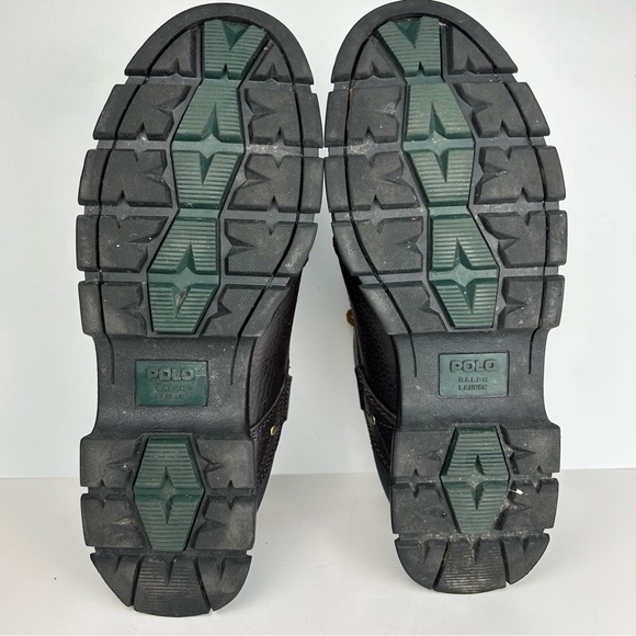 Polo Ralph Lauren Hardy II Pony Leather Brown Black Ankle Boot Men's Size 13 - Picture 14 of 14